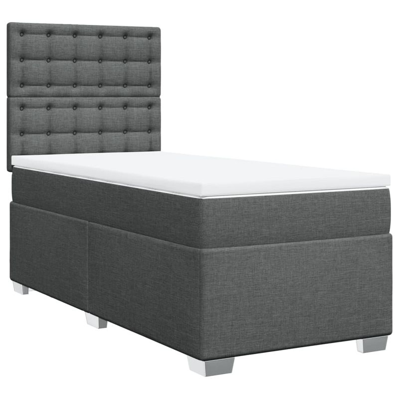 Casa si Gradina - Mobilier - Paturi si accesorii - Paturi - Pat box spring cu saltea, gri inchis, 80x200 cm, textil - Infinity.ro