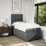 Casa si Gradina - Mobilier - Paturi si accesorii - Paturi - Pat box spring cu saltea, gri inchis, 80x200 cm, textil - Infinity.ro