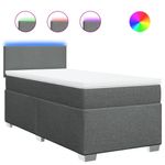Casa si Gradina - Mobilier - Paturi si accesorii - Paturi - Pat box spring cu saltea, gri inchis, 90x200 cm, textil - Infinity.ro