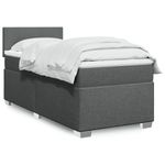 Casa si Gradina - Mobilier - Paturi si accesorii - Paturi - Pat box spring cu saltea, gri inchis, 90x200 cm, textil - Infinity.ro