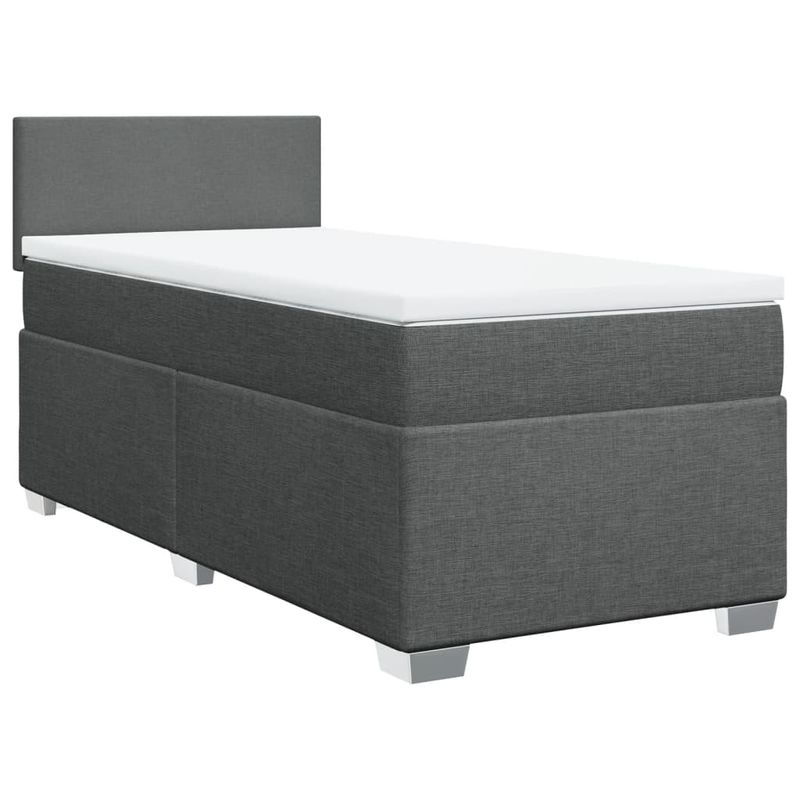 Casa si Gradina - Mobilier - Paturi si accesorii - Paturi - Pat box spring cu saltea, gri inchis, 90x200 cm, textil - Infinity.ro