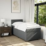 Casa si Gradina - Mobilier - Paturi si accesorii - Paturi - Pat box spring cu saltea, gri inchis, 90x200 cm, textil - Infinity.ro