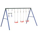 Jucarii, Copii si Bebe - Jucarii si jocuri - Jucarii de exterior - Spatii de joaca si accesorii - Set leagan de exterior, cu leagane și trapez, roșu, model 3x scaun leagăn + trapez - Infinity.ro