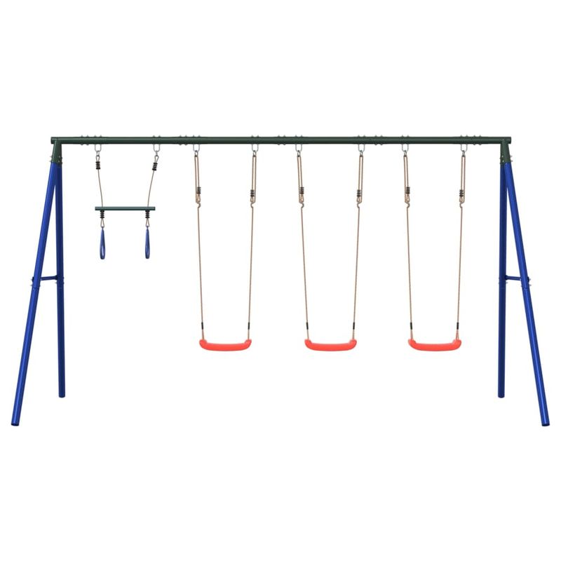 Jucarii, Copii si Bebe - Jucarii si jocuri - Jucarii de exterior - Spatii de joaca si accesorii - Set leagan de exterior, cu leagane și trapez, roșu, model 3x scaun leagăn + trapez - Infinity.ro