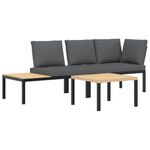 Casa si Gradina - Gradina si terasa - Mobilier exterior - Seturi mobila gradina - Set canapea de gradina, 3 piese, cu perne, negru, aluminiu - Infinity.ro