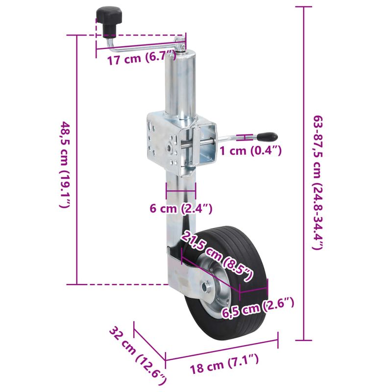 Auto si Moto - Remorci si platforme auto - Roata manevra remorca 60 mm 2 tub sustinere/3 cleme despicate, model roată de manevră + clemă - Infinity.ro
