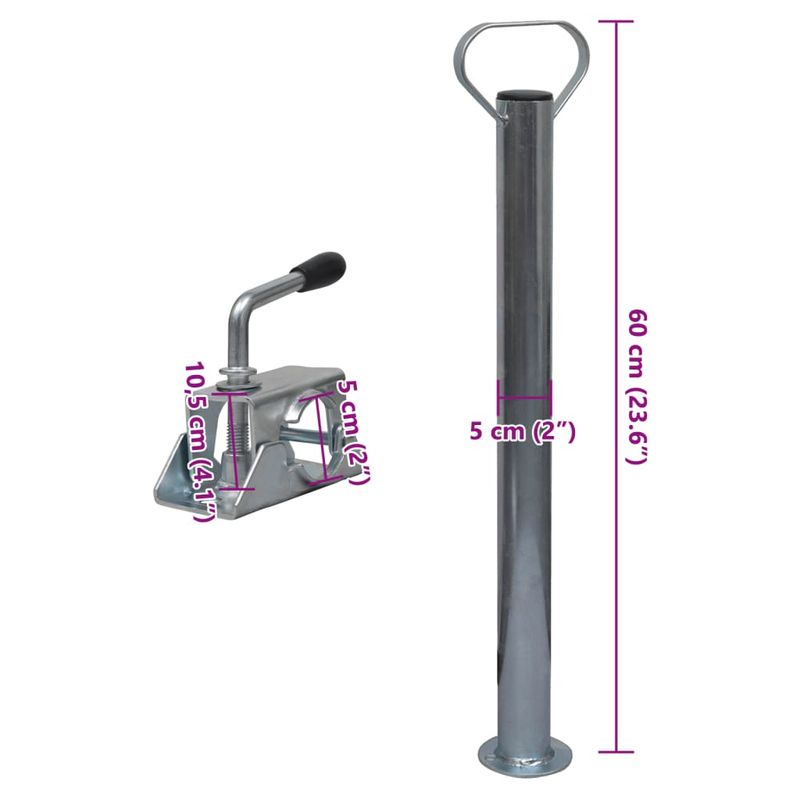 Auto si Moto - Remorci si platforme auto - Roata manevra remorca 60 mm 2 tub sustinere/3 cleme despicate, model roată de manevră + clemă - Infinity.ro