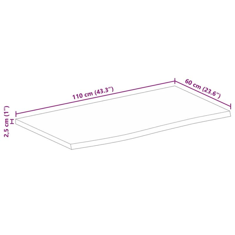 Casa si Gradina - Mobilier - Feronerie si accesorii mobila - Blat de masa contur organic 110x60x2,5 cm lemn masiv de mango, finisaj de stejar - Infinity.ro