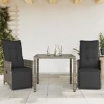 Casa si Gradina - Gradina si terasa - Mobilier exterior - Seturi mobila gradina - Set bistro de gradina cu perne, 3 piese, gri, poliratan - Infinity.ro