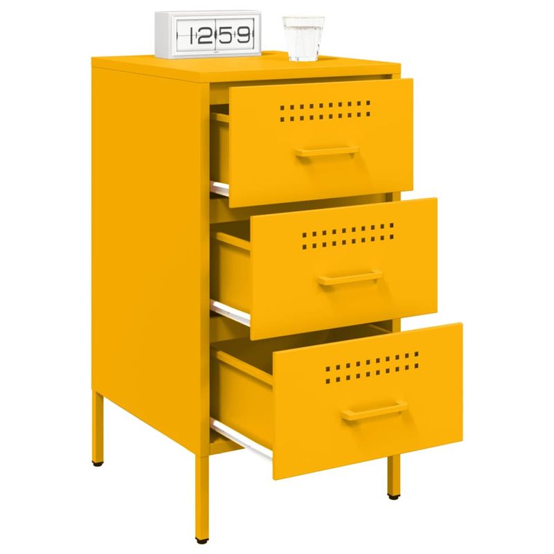 Casa si Gradina - Mobilier - Comode si corpuri - Noptiere - Noptiera, galben mustar, 36x39x68 cm, otel laminat la rece - Infinity.ro
