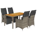 Casa si Gradina - Gradina si terasa - Mobilier exterior - Seturi mobila gradina - Set bistro de gradina cu perne, 5 piese, gri, poliratan - Infinity.ro