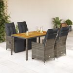 Casa si Gradina - Gradina si terasa - Mobilier exterior - Seturi mobila gradina - Set bistro de gradina cu perne, 5 piese, gri, poliratan - Infinity.ro