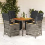 Casa si Gradina - Gradina si terasa - Mobilier exterior - Seturi mobila gradina - Set bistro de gradina cu perne, 5 piese, gri, poliratan - Infinity.ro