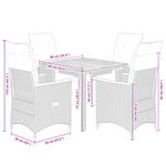 Casa si Gradina - Gradina si terasa - Mobilier exterior - Seturi mobila gradina - Set bistro de gradina cu perne, 5 piese, gri, poliratan - Infinity.ro