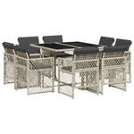 Casa si Gradina - Gradina si terasa - Mobilier exterior - Seturi mobila gradina - Set mobilier gradina cu perne, 9 piese, gri deschis, poliratan - Infinity.ro
