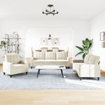 Casa si Gradina - Mobilier - Seturi de mobilier - Seturi living - Set de canapele cu perne, 3 piese, crem, catifea - Infinity.ro