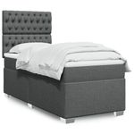 Casa si Gradina - Mobilier - Paturi si accesorii - Paturi - Pat box spring cu saltea, gri inchis, 90x200 cm, textil - Infinity.ro