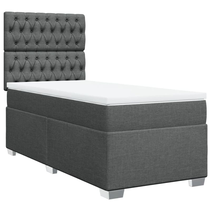 Casa si Gradina - Mobilier - Paturi si accesorii - Paturi - Pat box spring cu saltea, gri inchis, 90x200 cm, textil - Infinity.ro