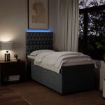 Casa si Gradina - Mobilier - Paturi si accesorii - Paturi - Pat box spring cu saltea, gri inchis, 90x200 cm, textil - Infinity.ro