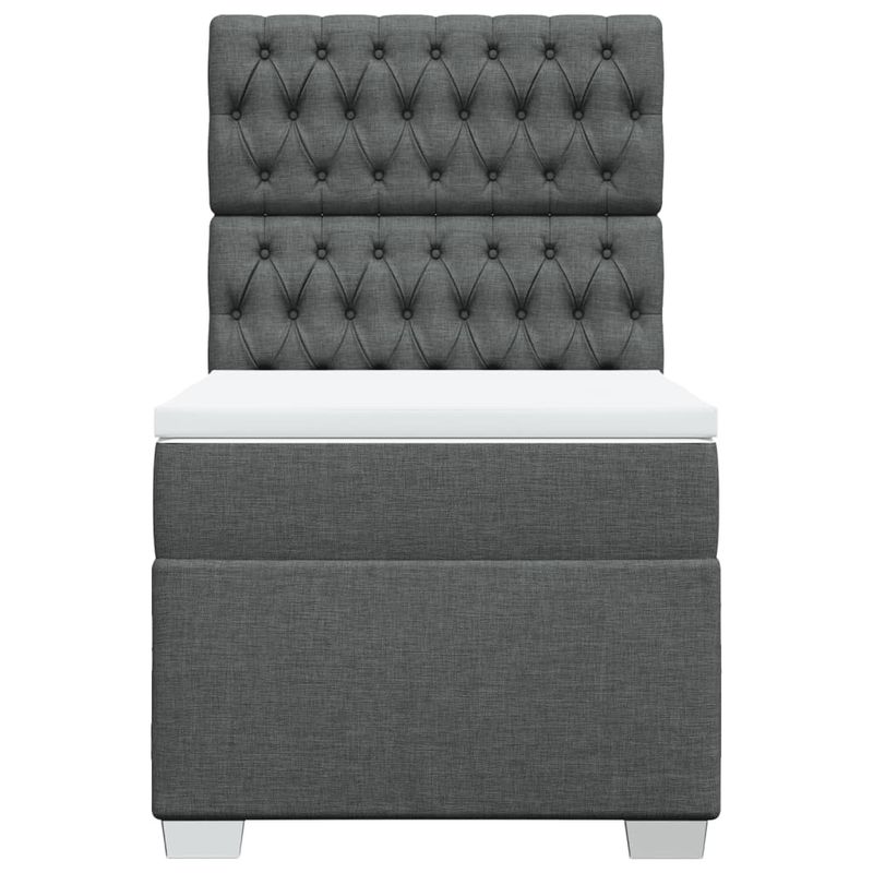 Casa si Gradina - Mobilier - Paturi si accesorii - Paturi - Pat box spring cu saltea, gri inchis, 90x200 cm, textil - Infinity.ro