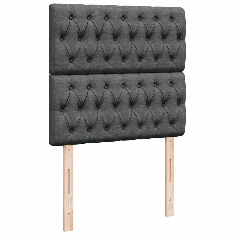 Casa si Gradina - Mobilier - Paturi si accesorii - Paturi - Pat box spring cu saltea, gri inchis, 90x200 cm, textil - Infinity.ro