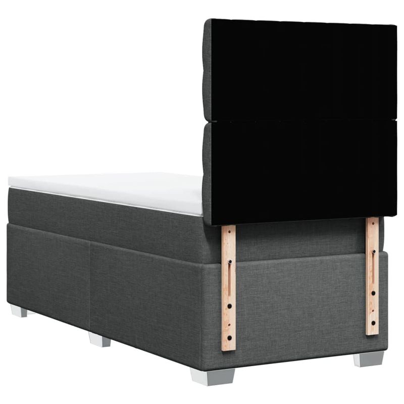 Casa si Gradina - Mobilier - Paturi si accesorii - Paturi - Pat box spring cu saltea, gri inchis, 90x200 cm, textil - Infinity.ro