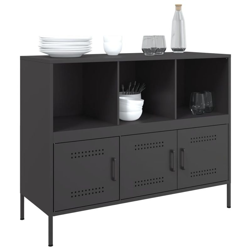 Casa si Gradina - Mobilier - Comode si corpuri - Comode - Dulap, negru, 100,5x39x79 cm, otel laminat la rece - Infinity.ro