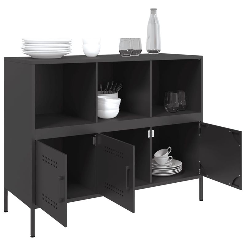 Casa si Gradina - Mobilier - Comode si corpuri - Comode - Dulap, negru, 100,5x39x79 cm, otel laminat la rece - Infinity.ro