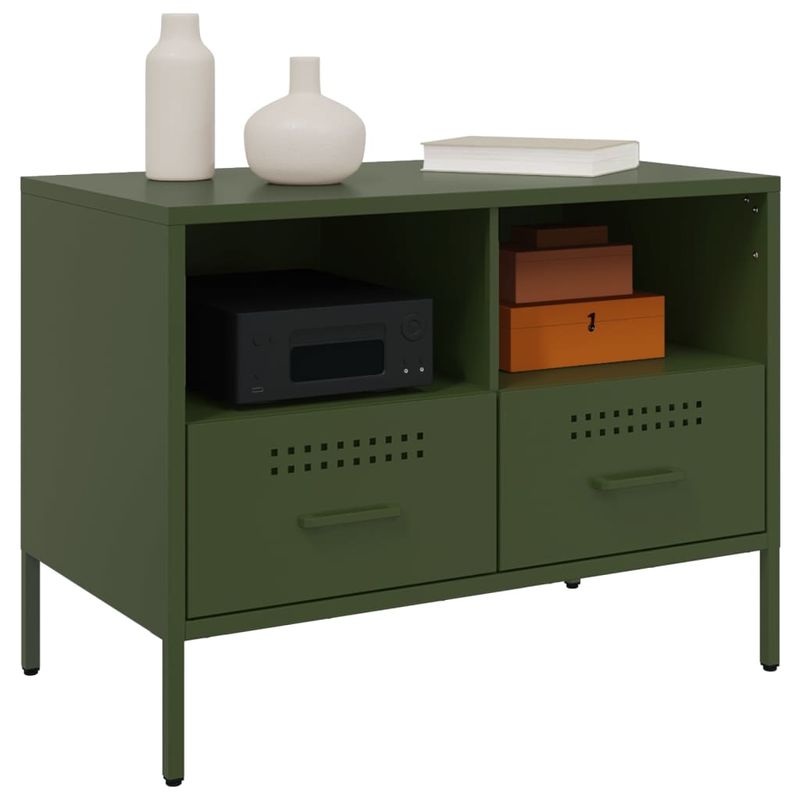 Casa si Gradina - Mobilier - Comode si corpuri - Comode - Dulap TV, verde masliniu, 68x39x50,5 cm, otel laminat la rece - Infinity.ro