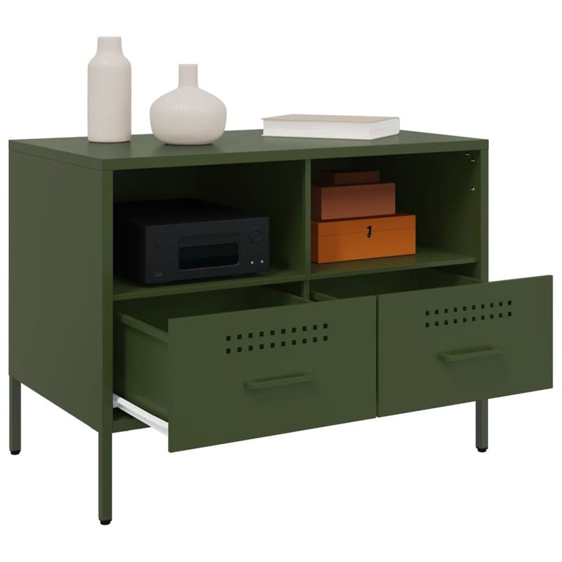 Casa si Gradina - Mobilier - Comode si corpuri - Comode - Dulap TV, verde masliniu, 68x39x50,5 cm, otel laminat la rece - Infinity.ro