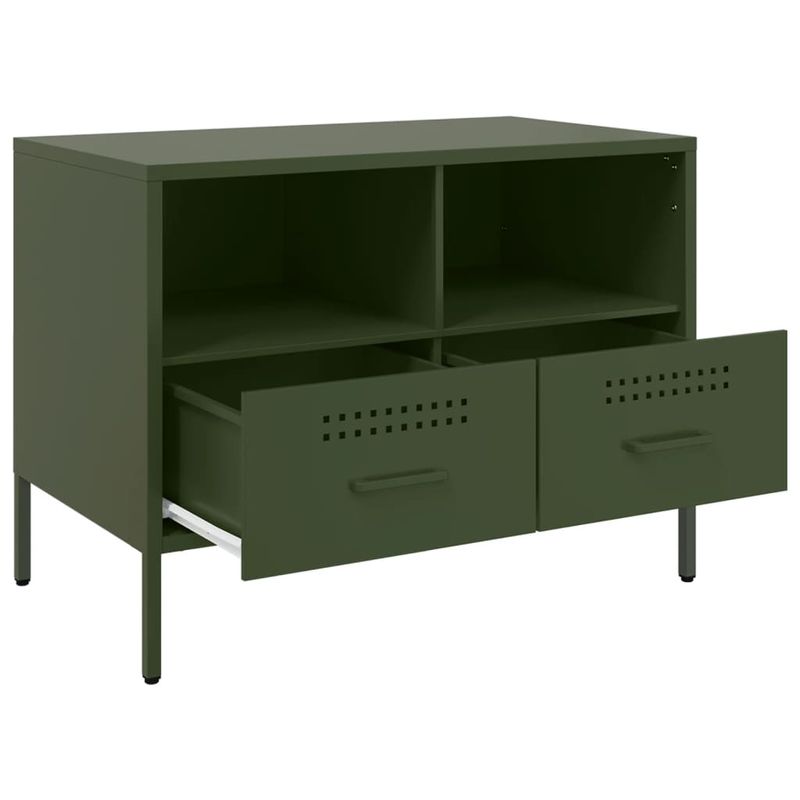 Casa si Gradina - Mobilier - Comode si corpuri - Comode - Dulap TV, verde masliniu, 68x39x50,5 cm, otel laminat la rece - Infinity.ro