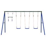 Jucarii, Copii si Bebe - Jucarii si jocuri - Jucarii de exterior - Spatii de joaca si accesorii - Set leagan de exterior, cu leagane și trapez, albastru, model 3x scaun leagăn + trapez - Infinity.ro