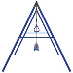 Jucarii, Copii si Bebe - Jucarii si jocuri - Jucarii de exterior - Spatii de joaca si accesorii - Set leagan de exterior, cu leagane și trapez, albastru, model 3x scaun leagăn + trapez - Infinity.ro