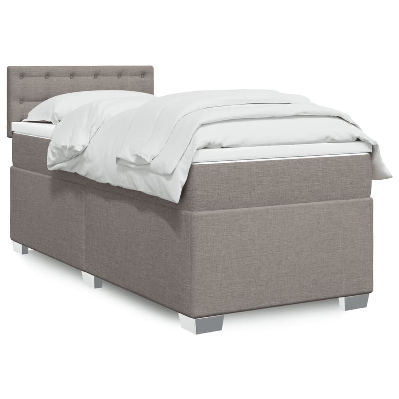 Casa si Gradina - Mobilier - Paturi si accesorii - Paturi - Pat box spring cu saltea, gri taupe, 100x200 cm, textil - Infinity.ro