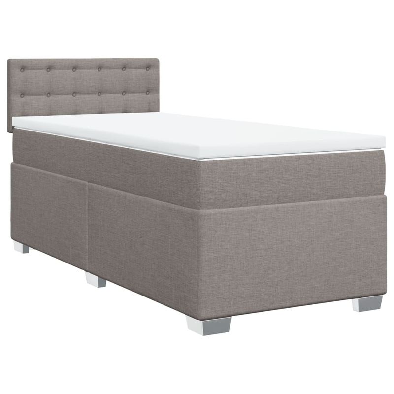 Casa si Gradina - Mobilier - Paturi si accesorii - Paturi - Pat box spring cu saltea, gri taupe, 100x200 cm, textil - Infinity.ro