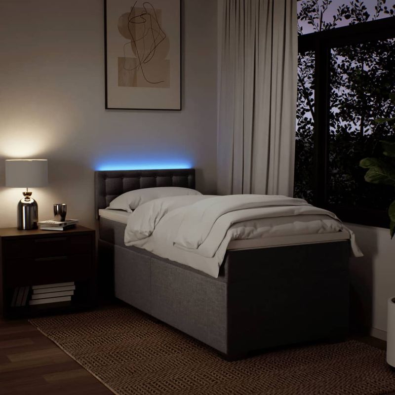 Casa si Gradina - Mobilier - Paturi si accesorii - Paturi - Pat box spring cu saltea, gri taupe, 100x200 cm, textil - Infinity.ro