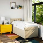 Casa si Gradina - Mobilier - Paturi si accesorii - Paturi - Pat box spring cu saltea, crem, 90x200 cm, textil - Infinity.ro