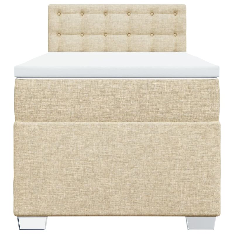 Casa si Gradina - Mobilier - Paturi si accesorii - Paturi - Pat box spring cu saltea, crem, 90x200 cm, textil - Infinity.ro