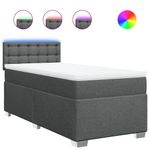 Casa si Gradina - Mobilier - Paturi si accesorii - Paturi - Pat box spring cu saltea, gri inchis, 90x200 cm, textil - Infinity.ro
