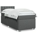 Casa si Gradina - Mobilier - Paturi si accesorii - Paturi - Pat box spring cu saltea, gri inchis, 90x200 cm, textil - Infinity.ro