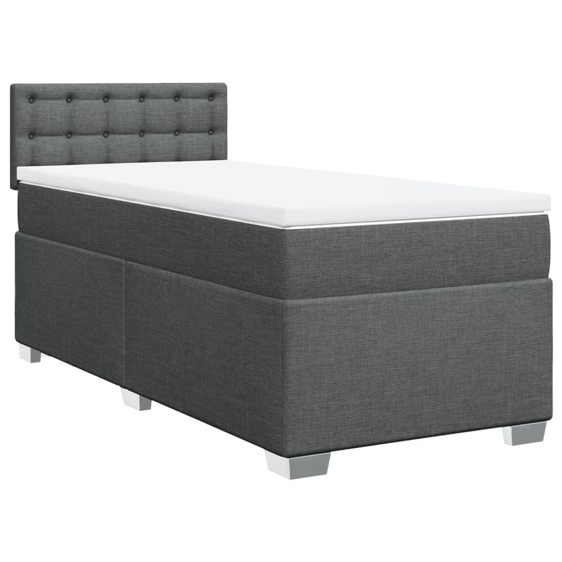 Casa si Gradina - Mobilier - Paturi si accesorii - Paturi - Pat box spring cu saltea, gri inchis, 90x200 cm, textil - Infinity.ro