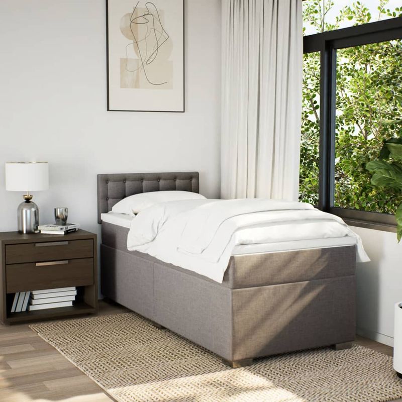 Casa si Gradina - Mobilier - Paturi si accesorii - Paturi - Pat box spring cu saltea, gri taupe, 80x200 cm, textil - Infinity.ro