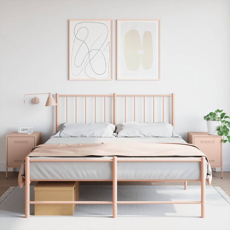 Casa si Gradina - Mobilier - Comode si corpuri - Noptiere - Noptiere, roz, 2 buc., 36x39x50,5 cm, otel - Infinity.ro