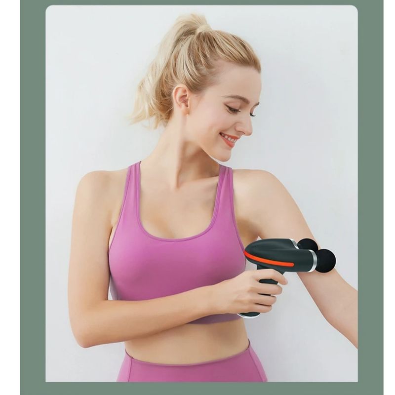 Ingrijire personala si Cosmetice - Sanatate si wellness - Articole wellness - Aparate si dispozitive de masaj - Aparat profesional masaj tip pistol CRISTALIS SALE™, 4 viteze, cap dublu, 8 capete, 3200 percutii, 2000mAh, motor dual, - Infinity.ro