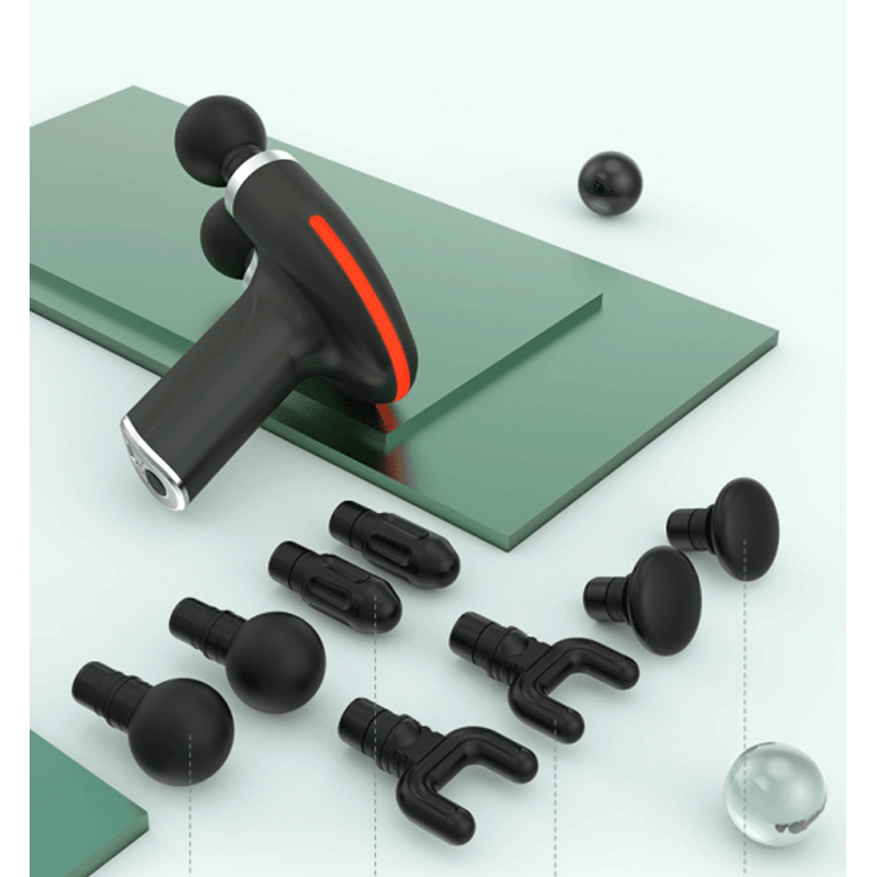 Ingrijire personala si Cosmetice - Sanatate si wellness - Articole wellness - Aparate si dispozitive de masaj - Aparat profesional masaj tip pistol CRISTALIS SALE™, 4 viteze, cap dublu, 8 capete, 3200 percutii, 2000mAh, motor dual, - Infinity.ro