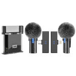 TV, Audio-Video si Foto - Audio profesionale - Microfoane profesionale - Set 2 microfoane lavaliera profesionale CRISTALIS SALE™,  cu accesorii full, cu magnet, mufe type c si lightning - Infinity.ro