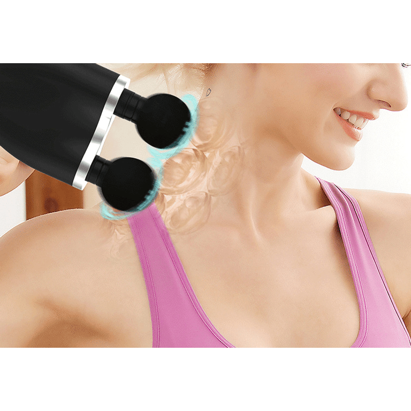 Ingrijire personala si Cosmetice - Sanatate si wellness - Articole wellness - Aparate si dispozitive de masaj - Aparat profesional masaj tip pistol CRISTALIS SALE™, 4 viteze, cap dublu, 8 capete, 3200 percutii, 2000mAh, motor dual, - Infinity.ro