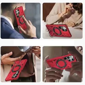 Husa de protectie , Kickstand magnetic, CRISTALIS SALE™ cu suport inel, antishock, magsafe / rosu, iphone 15 plus