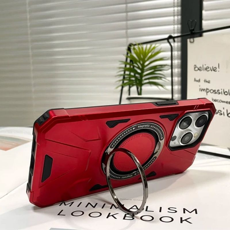 Laptop, Telefoane si Tablete - Telefoane mobile si accesorii - Accesorii Telefoane - Huse telefoane - Husa de protectie, Kickstand magnetic, CRISTALIS SALE™ cu suport inel, antishock, magsafe / rosu, iphone 15 plus - Infinity.ro