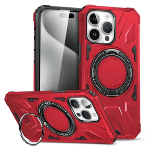 Husa de protectie , Kickstand magnetic, CRISTALIS SALE™ cu suport inel, antishock, magsafe / rosu, iphone 15 plus